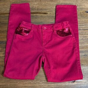 Girls Hot Pink Sequin Pocket Jeans